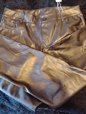 Baleaf Black Faux Leather Straight Leg Pants